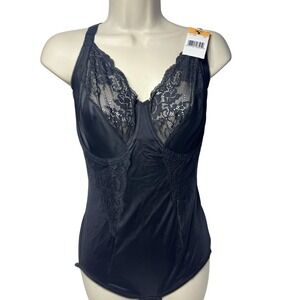 Maidenform Corselette Body Shaper Womens 38DD Black Lace Shapewear FL1456